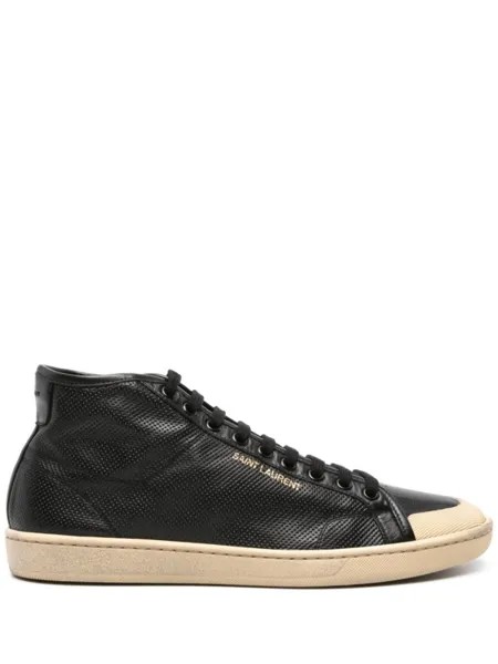 Saint Laurent высокие кеды с перфорацией, черный