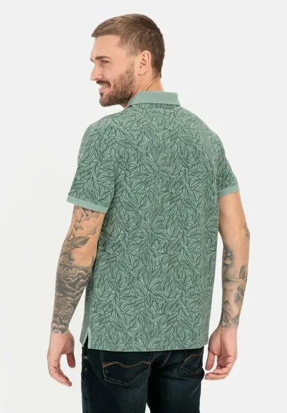 Рубашка-поло Aus Reiner Mit Allover-Print camel active, цвет морской волны