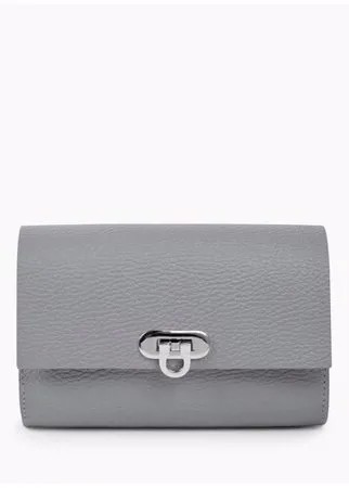 Женская кожаная поясная сумка серая A008 grey mini grain Divalli