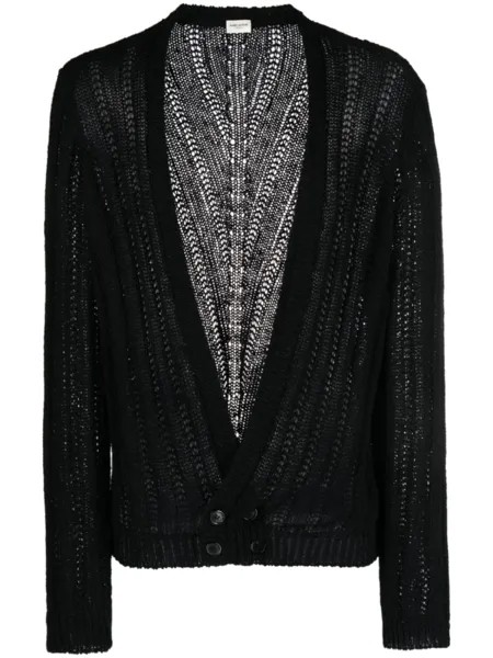 Saint Laurent кардиган рыхлой вязки с V-образным вырезом, черный