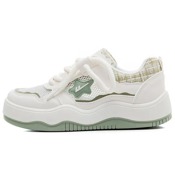 Кроссовки WARRIOR Skateboarding Shoes Women's Low-top Rice Color Green, зеленый