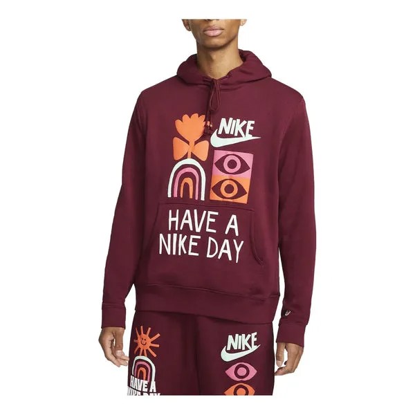 Толстовка Nike Sportswear French Terry Pullover Hoodie 'Red', красный