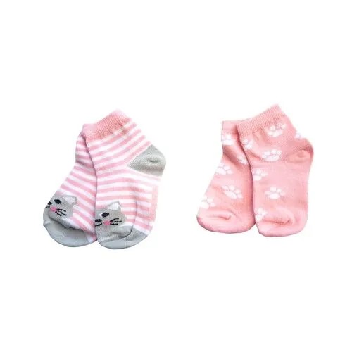 Носки Uviton 2 пары, размер 0-6 меc, розовый, серый