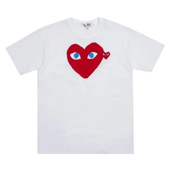Футболка Comme des Garçons PLAY Blue Eyes Red Heart T-Shirt 'White', белый
