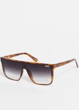 Женские солнцезащитные очки в черепаховой оправе с плоским верхом Quay Nightfall-Коричневый цвет