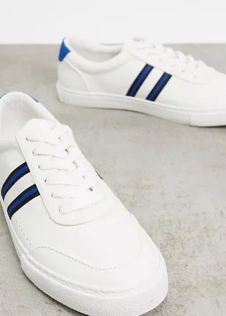 Белые кроссовки для широкой стопы с полосками сбоку ASOS DESIGN-Белый