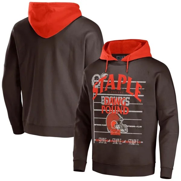 Мужской коричневый пуловер с капюшоном NFL x Staple Cleveland Browns Throwback Vintage Wash