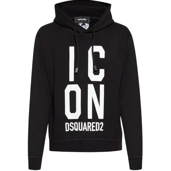 Черный худи с большим жирным логотипом и логотипом Dsquared2, черный