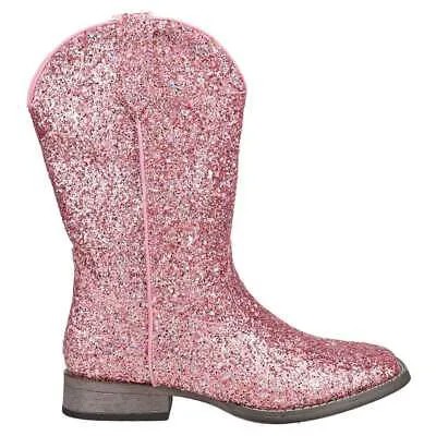 Roper Glitter Galore Ковбойские молодежные розовые повседневные ботинки с квадратным носком для девочек 09-119-190