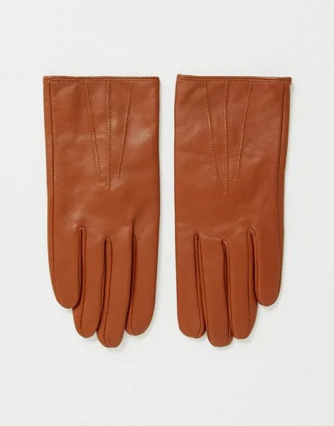 Светло-коричневые кожаные перчатки для сенсорных экранов ASOS DESIGN-Коричневый