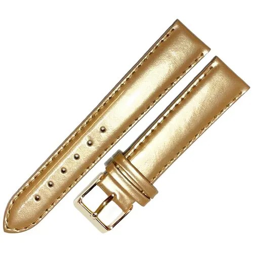 Ремешок 1805-02 (жел) ЛАК Золотистый желтый кожаный ремень 18 мм для часов наручных лаковый из кожи натуральной женский