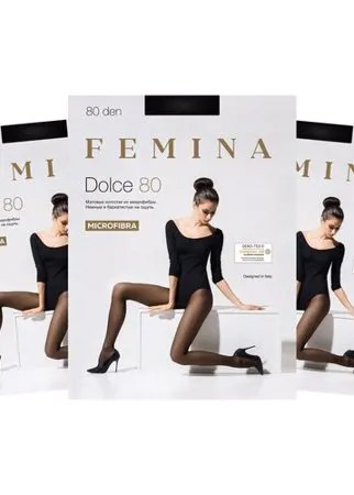 Женские матовые колготки Femina, Dolce 80 den из микрофибры,набор 3 шт., черный, размер 4