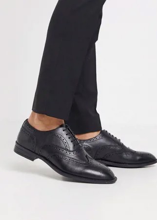 Черные оксфордские броги из кожи для широкой стопы ASOS DESIGN-Черный цвет