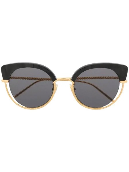 Boucheron Eyewear солнцезащитные очки в металлической оправе 'кошачий глаз'
