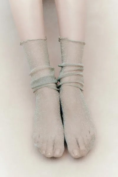 Носки с металлизированной нитью ZARA, серый