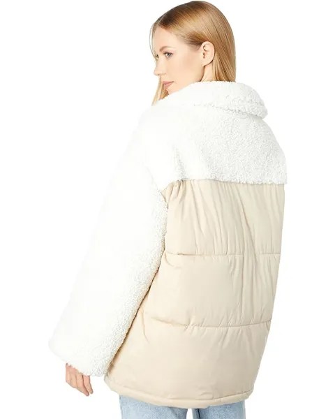 Пальто Avec Les Filles Mixed Media Short Puffer Coat, цвет Oat Sherpa Combo