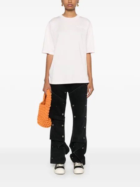 Marni футболка с тисненым логотипом, розовый