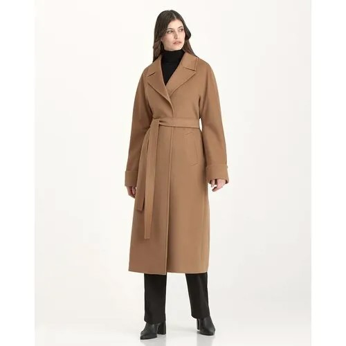 Пальто-халат  Heresis демисезонное, шерсть, силуэт прямой, удлиненное, размер 52, коричневый