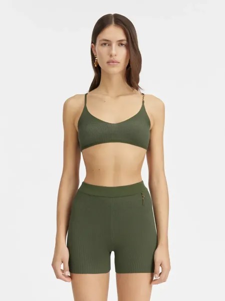 Трикотажные шорты с очаровательным логотипом Пралу Jacquemus, темно-зеленый