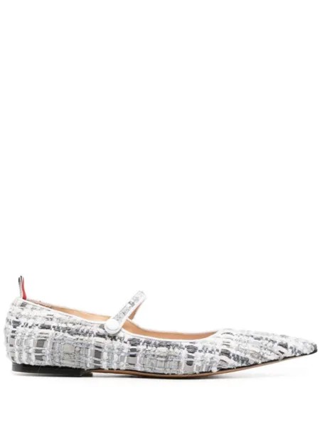 Thom Browne твидовые балетки, серый