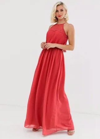 Красное платье макси с халтером Chi Chi London-Красный