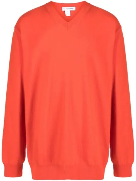 Comme Des Garçons Shirt шерстяной джемпер с V-образным вырезом, оранжевый