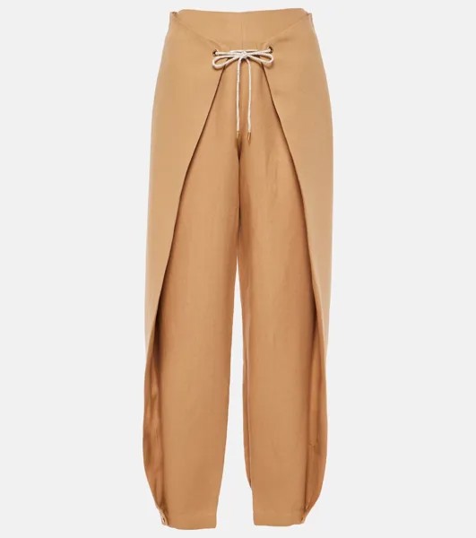 Льняные зауженные брюки Marylen Loro Piana, бежевый