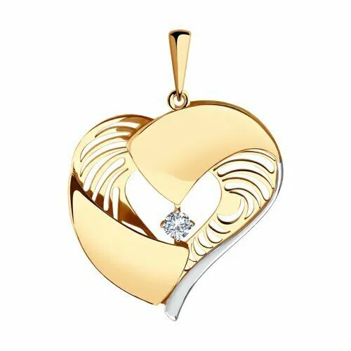 Подвеска GOLD CENTER, красное золото, 585 проба, фианит