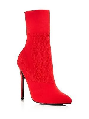 AQUA Женские красные вязаные эластичные стеганые ботильоны Cento с острым носком на шпильке, размер 8 м