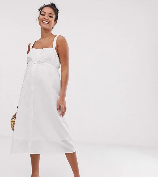Сарафан миди на пуговицах ASOS DESIGN Maternity-Белый