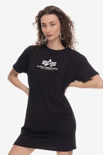Хлопковое платье Alpha Industries, черный