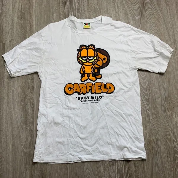 A Bathing Ape Bape Garfield Baby Milo 03 Белая оранжево-коричневая футболка мужская XL