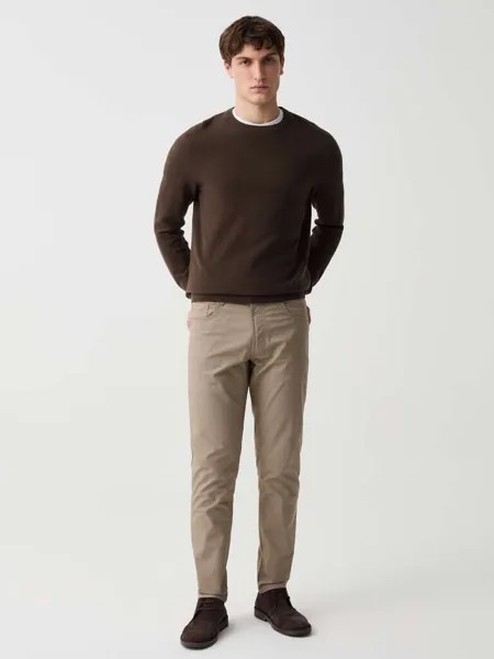 Брюки с пятью карманами из микроплетения Ovs, цвет beige