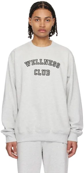 Серый свитшот с надписью Wellness Club Sporty & Rich