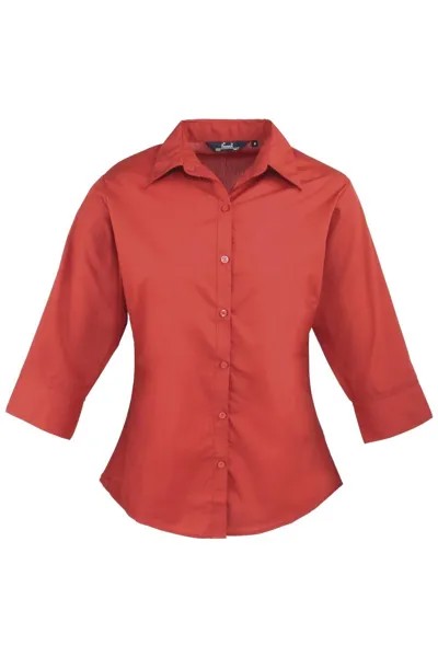 Блузка из поплина с 3 и 4 рукавами. Простая рабочая рубашка. Premier, красный