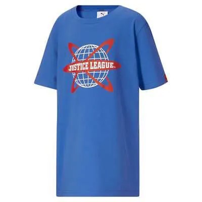 Футболка Puma Justice League Ctn Jersey Graphic TeeYouth Boys Blue Casual Tops 858528-01