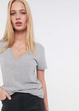 Серая футболка из хлопка супима с V-образным вырезом J Crew new-Серый