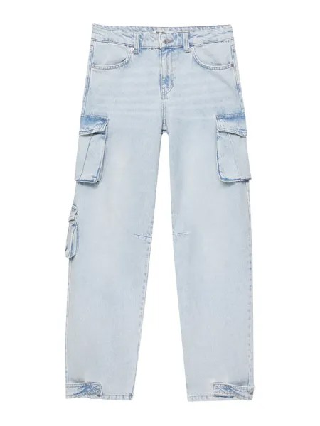 Широкие джинсы-карго Pull&Bear, светло-синий