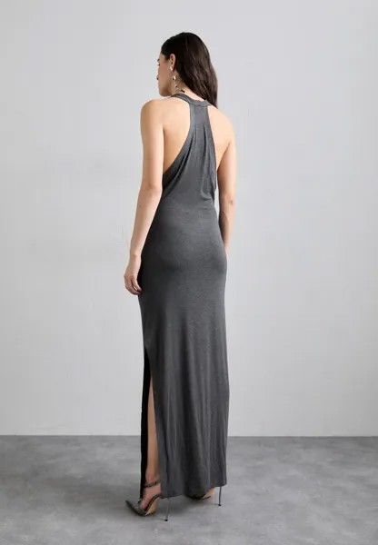 Платье из джерси NEETA TIE FRONT SIDE SLIT GOWN Norma Kamali, темно-серый