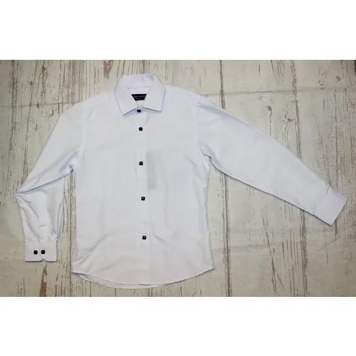 Рубашка для мальчика белая/на кнопках, размер 134