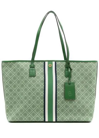 Tory Burch вощеная сумка-тоут из канваса с монограммой