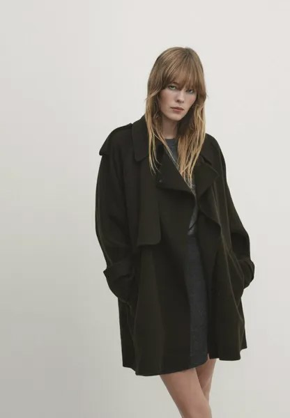 Пальто классическое EFFECT BLEND Massimo Dutti, цвет dark green