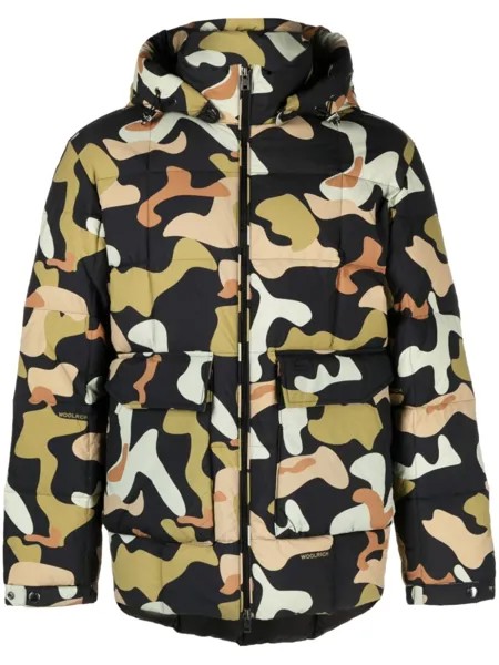 Woolrich пуховик с абстрактным принтом, зеленый