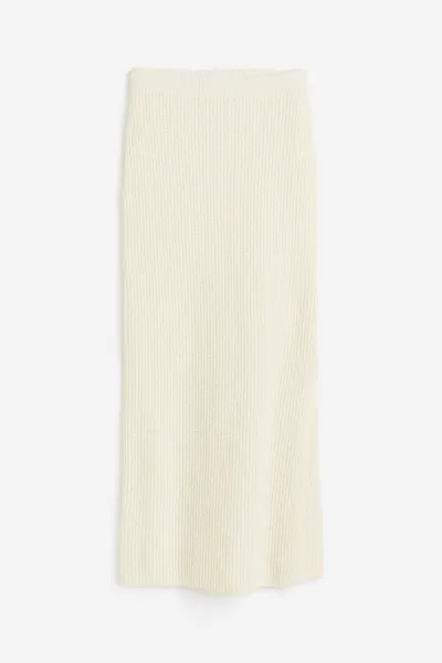 Юбка H&M Ribbed Knitted, кремовый