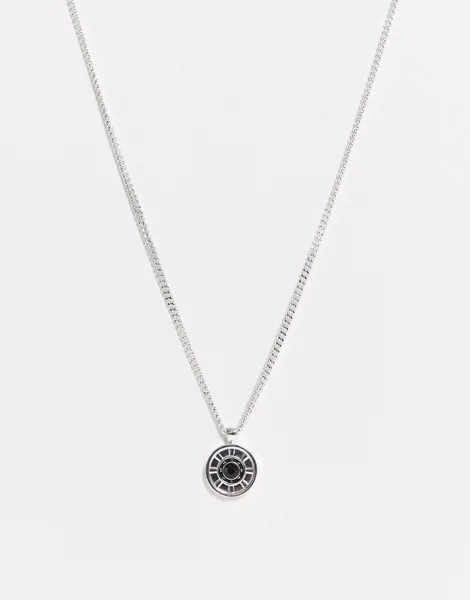 Серебристое ожерелье с подвеской в виде украшенного колеса Icon Brand-Серебристый