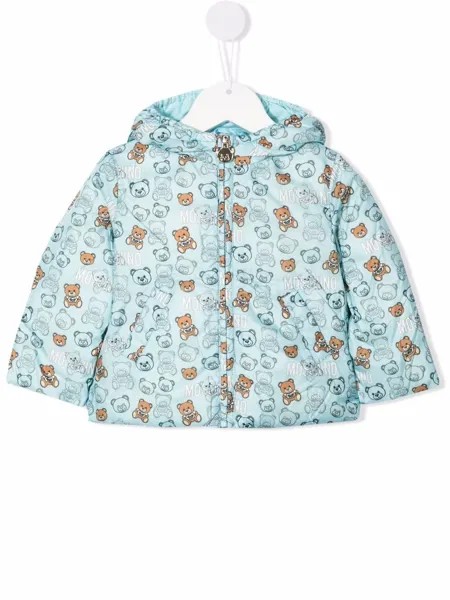Moschino Kids пуховик с принтом