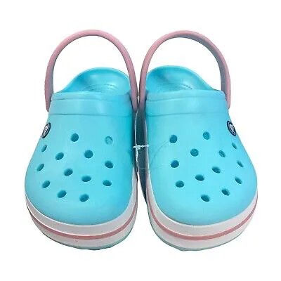 Спортивные сабо Crocs Kids Crocband с ремешком на пятке (голубой/розовый, J1)