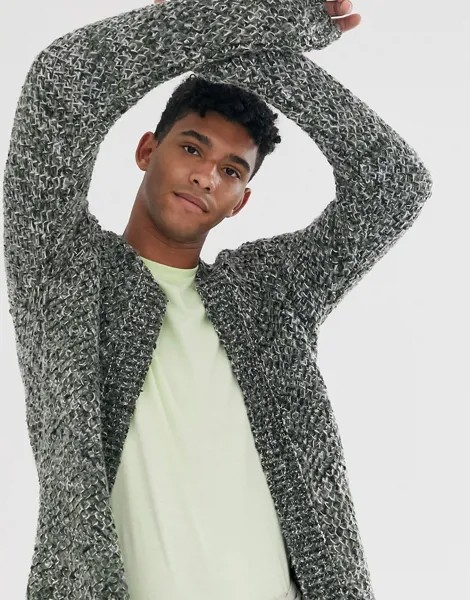 Фактурный кардиган цвета хаки ASOS DESIGN-Зеленый