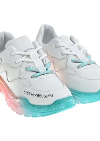 Белые кроссовки с радужной подошвой Emporio Armani детские