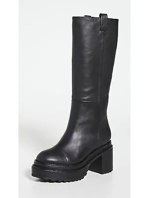 CULT GAIA Женские черные кожаные сапоги на каблуке Hana с язычками 2 дюйма на платформе 37,5